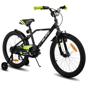 HILAND Vélo d'enfant - Roues 20" - 7-13 ans - Supports de vélo - Garde-boue - Vélos pour garçons et filles - Noir et vert