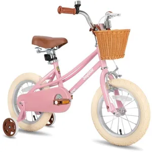 HILAND Bicyclette pour enfants,16",pour les enfants de 4 à 6 ans,avec roue auxiliaire et frein à main,Rose