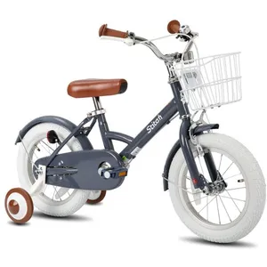 HILAND STITCH Vélo pour enfants de 16 pouces avec panier et double frein à main pour garçons et filles de 4 à 7 ans,Gris pas cher