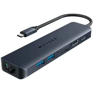 Comparateur de prix : Targus Hub USB-C 7 en 1 Hyper Ecosmart Génération 2 100 W PD Bleu Argent