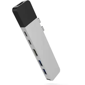 Hyper Net 6 en 2 Dock pour MacBook Pro Touch Bar 6 Ports USB argenté pas cher