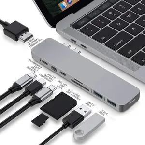 Comparateur de prix : Adaptateur 8-en-2 HyperDrive 2 ports Thunderbolt 3 Gris sidéral pour M...