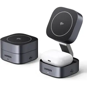 Comparateur de prix : Qi2 2W1 Chargeur Inductif Ugreen W702 Pour Iphone, Airpods, 15W (Gris)