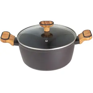 BERGNER Casserole MULTICLAD 24cm avec couvercle en verre CHARCOAL pas cher