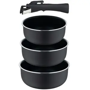 Comparateur de prix : BERGNER - Set 4 Pcs Casseroles en Alu pressé avec poignée amovible et point de chauffe - ILAG Essential Coating - Anthracite - Compatible induction