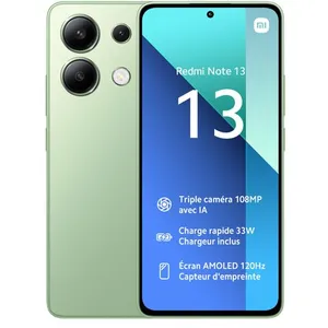 Comparateur de prix : Xiaomi Redmi Note 13 16,9 cm (6.67") Double SIM hybride Android 12 4G USB Type-C 8 Go 256 Go 5000 mAh Vert, Couleur menthe