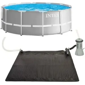 Comparateur de prix : Kit piscinette tubulaire ronde Intex Prism Frame 3,66 x 1,22 m Gris