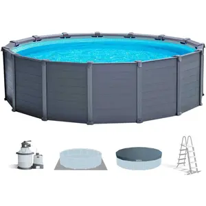 Piscine - INTEX - 26384 - Panneaux en Graphite - Hors-sol - Ronde pas cher