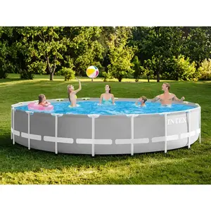 Intex Kit piscine prism frame ronde tubulaire (ø)5,49 x (h)1,22m et pédiluve