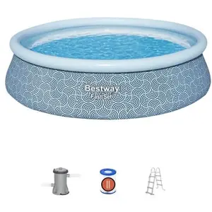 Comparateur de prix : Bestway Piscine Gonflable Ronde Fast Set - 457 cm x 457 cm x 107 cm - Gris