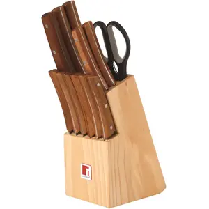 BERGNER Set de couteaux dans un bloc en bois 13 pcs NATURE BG-8911-MM