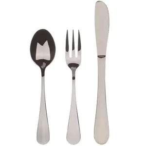 BERGNER MUNICH SILVER SHINY - Set 3PC Children's Cutlery Stainless Steel - Silver Mirror Polished - Durable & Elegant - Lave-vaisselle pas cher