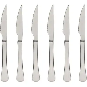 BERGNER Munich - Set de 6 couteaux à steak 2.5mm - Couleur argentée - Fabriqué en acier inoxydable robuste - Prise en main fiable - Facile à nettoyer - Utile pour les barbecuesVendu paramazon