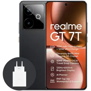 Comparateur de prix : realme GT 7T 5G Smartphone,12+256GB,Batt 7000 mAh,120W Charge,Processeur Dimensity 8400-MAX, Appareil Photo IMX896 50MP,AI Planner,Écran e-Sport Pro 6000 nits 120Hz, IP69...