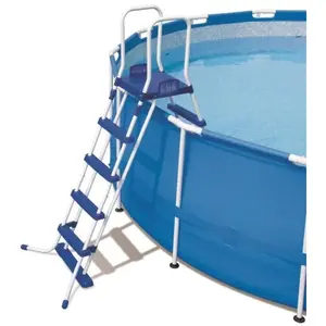 Bestway Echelle plateforme sécurité 2 x 4 marches + Plateforme pour piscine Hauteur 132 cm