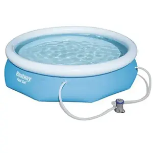 Splash And Play Bestway - Piscine gonflable hors sol ronde Fast Set diamètre 305 cm hauteur 76 cm avec pompe de filtration pas cher