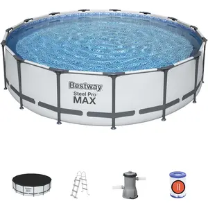 Bestway Piscine hors sol tubulaire ronde avec filtre à cartouche et ac... pas cher