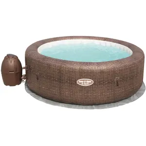 St moritz/rattan 5/7 places rond marron - bulles airjets BESTWAY pas cher