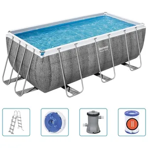 Bestway Ensemble de piscine rectangulaire Power Steel 412x201x122 cm TU