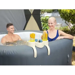 Comparateur de prix : Ensemble 2 porte-gobelets + 1 plateau Lay-Z-Spa® Bestway L.35 x l.20,5 cm beige