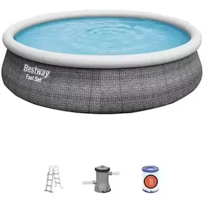 Comparateur de prix : Bestway Piscine Gonflable Ronde Fast Set Rattan 457x107 Cm