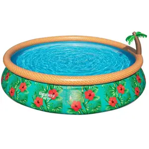 Comparateur de prix : Bestway Piscine Gonflable Ronde Paradise Palms 457x 84 Cm 9677 litres