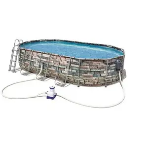Comparateur de prix : Piscine tubulaire ovale Bestway Power Steel Stone 6,10 x 3,66 x 1,22