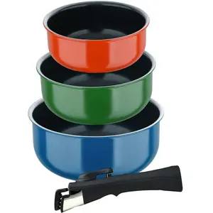 Bergner - Lot de 3 Casseroles bleues/ vertes/ rouges OS pas cher