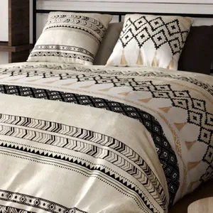 Parure de couette 100% coton 57 fils imprimée 260x240 2 taies pas cher