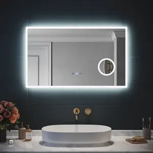 SIRHONA 3X loupe Miroir LED Salle de Bain avec éclairage, Miroir avec ...