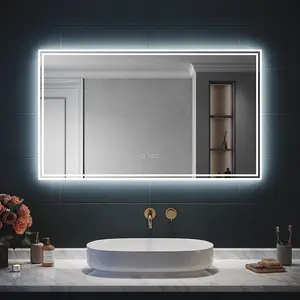 SIRHONA Miroir LED Salle de Bain Bluetooth 120x70cm Miroir  de Bain avec Eclairage Intégré, Anti-buée, AffichageVendu parsirhona