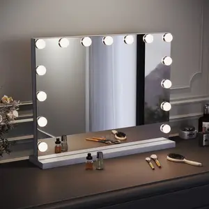 SIRHONA Armoire à Miroir LED Maquillage Lumineux Miroir Maquillage Hol... pas cher