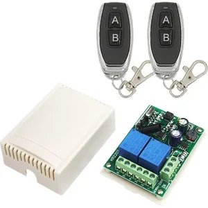 PZCC 220V AC 2 Canaux Sans fil Commutateur de Télécommande, Récepteur RF Module de Relais 433 mhz avec émetteur Marche/Arrêt