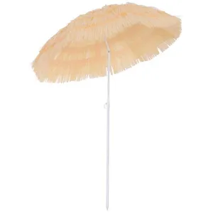 Comparateur de prix : Outsunny Parasol de plage jardin design hawai 160 cm raphia artificiel beige TU