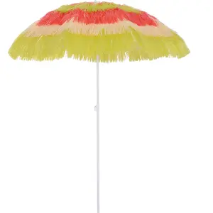 HOMCOM Parasol de Plage Jardin Design Hawai 160 cm Raphia Artificiel M... pas cher