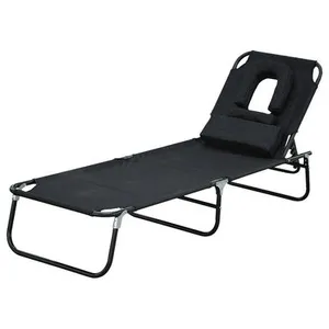 Comparateur de prix : HOMCOM Transat de jardin chaise longue pliante bain de soleil pour lecture noir