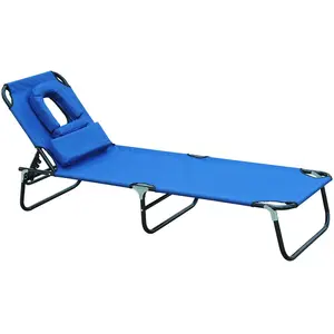 Homcom Transat de Jardin Chaise Longue Pliante Bain de Soleil pour Lec...