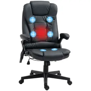 Fauteuil de bureau pivotant massant HOMCOM - Noir - Massage électrique... pas cher