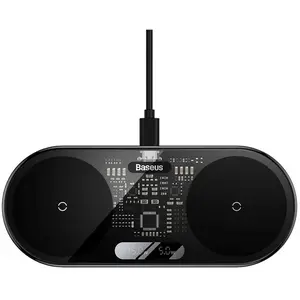 Comparateur de prix : Non communiqué Chargeur sans fil double QI avec affichage USB-C 20W - noir