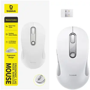 Baseus F02 Souris ergonomique sans fil 2,4 GHz - Blanc lune pas cher