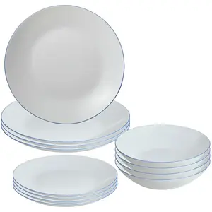 Bergner - Service de table San Ignacio blanc/bleu - 12 pièces OS pas cher