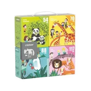 Mideer- Lot de 4 Puzzles, MD3164 pas cher