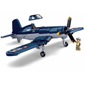 jeu de construction brique emboitable sluban wwii avion chasseur f4u armee m38-b1109 soldat articule sluban pas cher