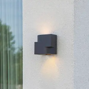 LUTEC - Marbo up & down wandlamp voor buiten - GU10 - Donkergrijs