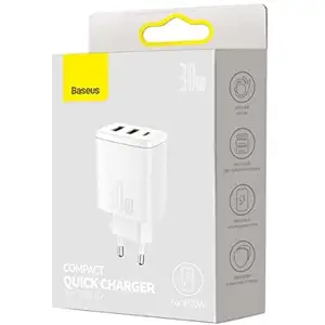 Comparateur de prix : Baseus Chargeur Secteur Triple Sortie 2 USB-A/USB-C 30W Modèle CCCP30UE Blanc