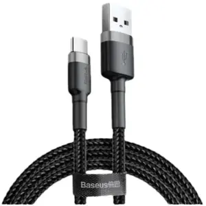 Câble de données USB Type-C, 2A, 2m - Baseus Caféine (CATKLF-CG1) - Gris Noir pas cher