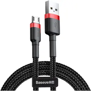Baseus Câble flexible résistant câble usb microUSB QC3.0 2,4A 1M noir et rouge pas cher