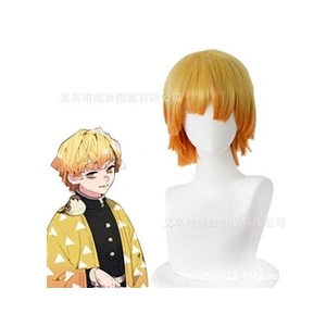 Cheveux mi-longs pour hommes d'or Perruques Parti-accueil Anime Cospla...