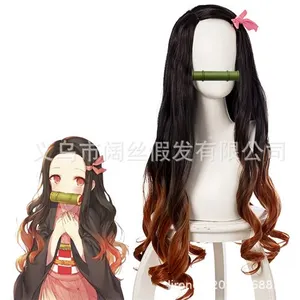 Cheveux longs de dames Marron dégradé Perruques Parti-accueil Anime Co...