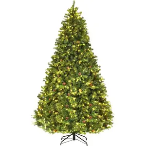 COSTWAY Sapin de Noël artificiel LED 240cm, Sapin de Noël avec système... pas cher